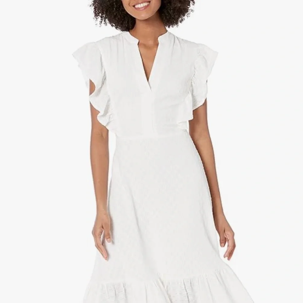 BCBGMAXAZRIA Women's Short Ruffle Sleeve Fit and Flare Mini Dress S - Picture 2 of 5